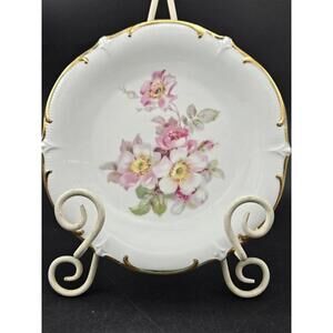 Vintage Schumann Arzberg Wild Rose 7.5" Salad Plate Golden Crown E&R Germany
